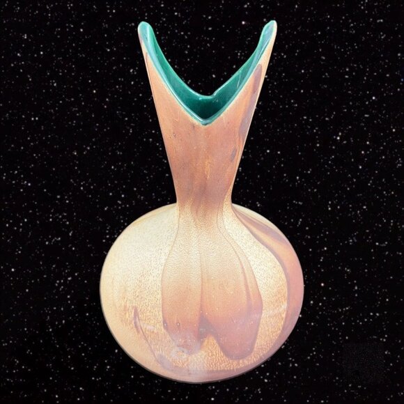 1950s PINE SCENTED POTTERY Marbled Vase Mid Century Ceramic Green Inside VTG - Picture 2 of 10